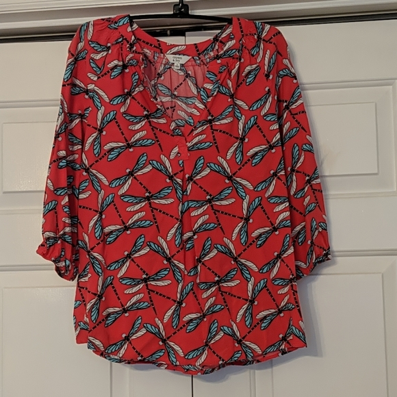 Crown & Ivy dragonfly 3/4 sleeve peasant top - Picture 2 of 7